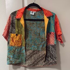Usindo Indonesia Colorful Patchwork Short Sleeve Shirt size M